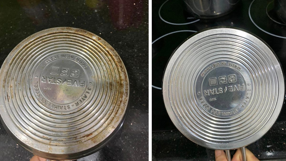 Cách rửa đáy nồi chảo inox sạch bong không tốn sức